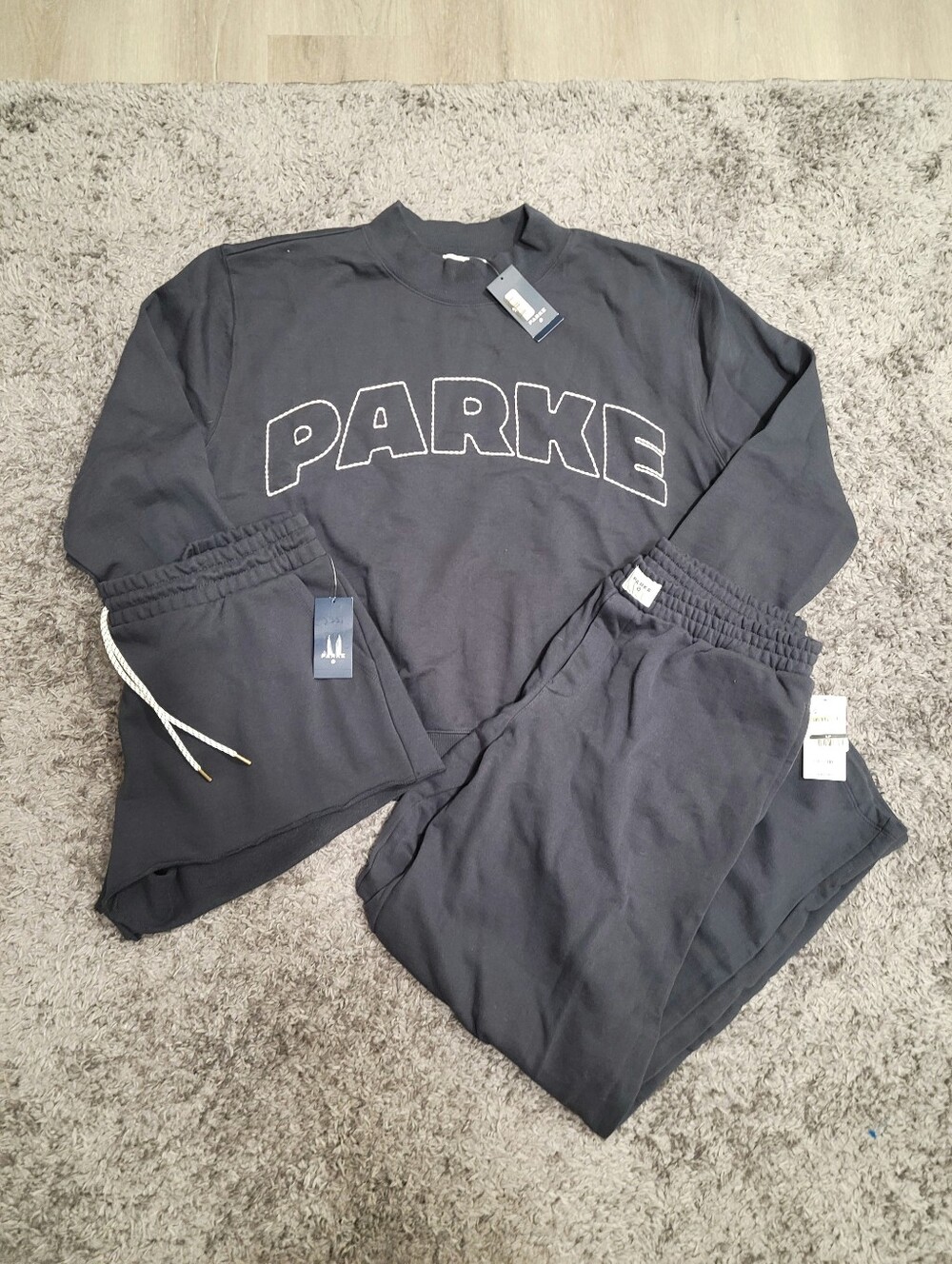 3pc Set Parke X Target Sweatshirt/Shorts/Pants Navy L/LX NWT